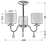 Plafonnier chromé 3x40W lustre + cristaux Estera Candellux 33-11664