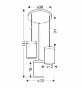 Wels lampa wisząca na plafonie 3X40 czarny+drewniany klosz dymiony 33-22011
