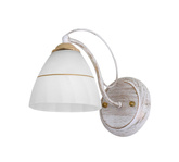 Applique murale blanc et or abat-jour en verre rustique 60W E27 Fanetta Candellux 21-77042