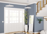 Pendant lamp LUND 34 cm minimalist white plate shade Scandinavian lamp over table LED