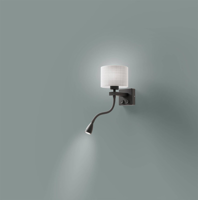 Schwarz/graue Wandleuchte mit LED-Leselampe Polo Candellux 21-75499