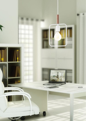 Hanging lamp white adjustable height 60W E27 Frame 31-73563