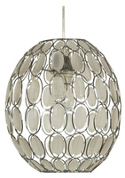 Lampa wisząca Selma biała z kryształkami metalowa pojedyncza do jadalni
