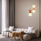 FLORES pendant lamp brass brown orange 10W LED 3000K white shade