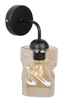 Applique noire avec abat-jour en verre ambré Felis 21-00163