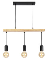 Hanging lamp black + wood 3x60W Izzy 33-78063