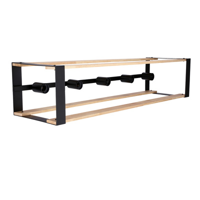 Hanging lamp black metal + wood 5x40W E27 Varna 35-79282