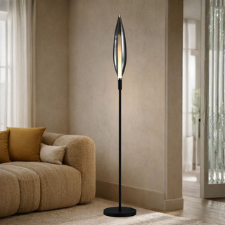 Lampadaire Nordic gris abat jour en verre fumé moderne en métal