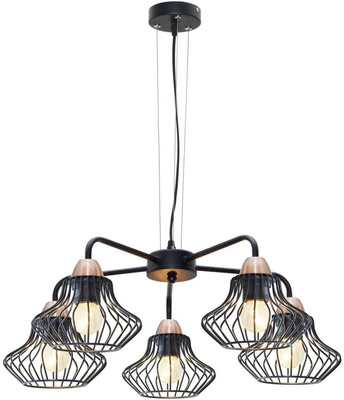Plafonnier suspendu 5x60W E27 noir Alen 35-67043