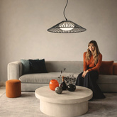 Pendant lamp Sonte 50 black with white glass shade over table