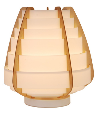 Table lamp NAGOYA in Japandi style white beige shade made of plastic and wood bedside table lamp E27