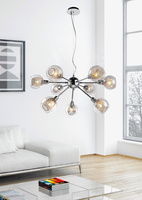 Lampa wisząca chromowa szklany klosz z koszyczkiem 9x40W Dixi Candellux 39-65018