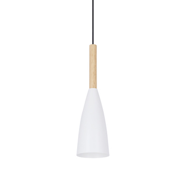 Lampe suspendue blanc + bois Trosa Ledea 50101265