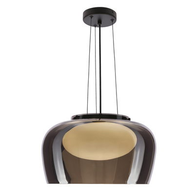 Hanging lamp Insieme 38 glass over table for living room with smoked shade