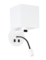 White hotel wall lamp with LED reading lamp Magnum Candellux 21-75659