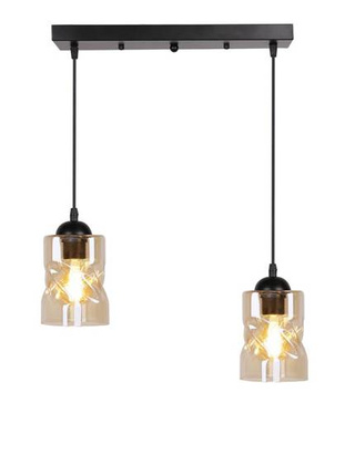 Lampa suspendata neagra / banda chihlimbar 2xE27 Felis 32-00170