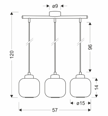 ESTILO lampa wisząca czarny 3x40W E27 klosz biały
