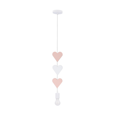 lampa suspendata hearts 20w E27 iq copii roz+alb
