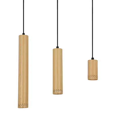 Lampa wisząca tuba Tubo czarna drewniana potrójna GU10 regulowana wysokość
