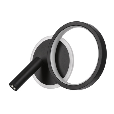 MONET wall lamp round black 18W LED 3000K white shade 22-35660