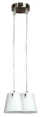 Hängelampe Nickel matt mit Glasschirm 2xE14 Muscat Candellux 32-01514