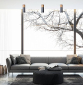 Gray and wooden ceiling lamp 6.8x20cm Tube Candellux 2284286