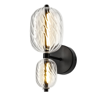 PLAYA lampă de perete neagră 10W LED 3000K abajur oval transparent