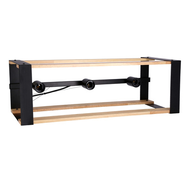 Hängelampe aus schwarzem Metall + Holz 3xE27 Varna 33-79077