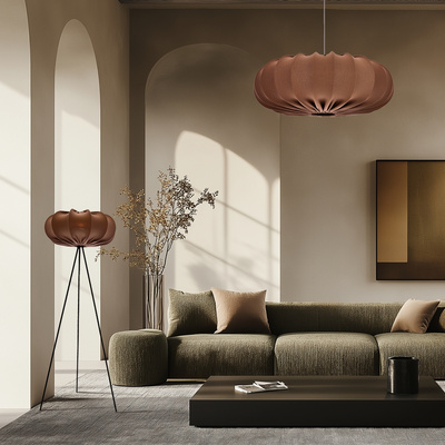 CAFEE' lampa wisząca 66cm biały 1x40W E27 abażur mokka