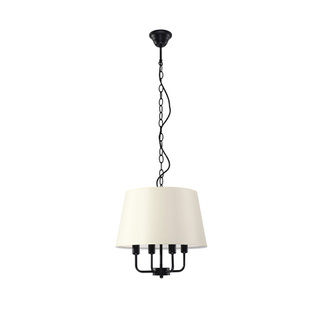 Lampa wisząca z abażurem Pasteri klasyczna czarno‑beżowa 4‑punktowa
