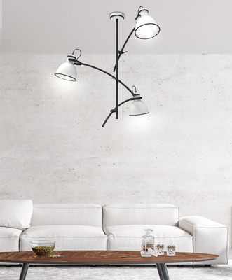 Plafonnier noir et blanc réglable 3x60W Zumba Candellux 33-72061