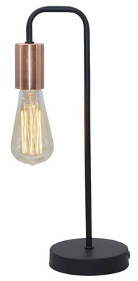 Lampka nocna Herpe czarna bez klosza metalowa industrialna E27