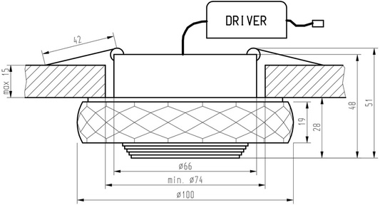 Oprawa stropowa LED 3W okrągłą szklana szlifowana SS-35 Candellux 2228938