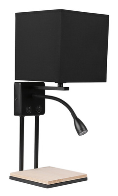 Theo lamp black wall lamp 1x40w e14 + 2w led Black lampshade with switches