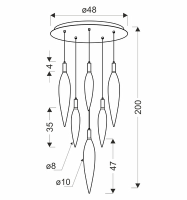 Lampa wisząca Nordic szklane tuby kolorowe do salonu