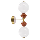 FLORES wall lamp brass and brown 10W LED 4000K white shade