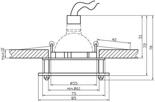 Deckenleuchte Nickel satiniert, quadratisches Glas SZ-04 2219337