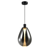 Lampa suspendata Denso 30 din sticla neagra pentru masa abajur fumuriu simpla