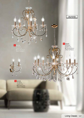 Lustre en cristal or français 88cm 15xE14 AURORA 30-99801