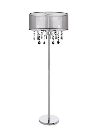 Floor lamp chrome / black with crystals Sottile Candellux 53-73945