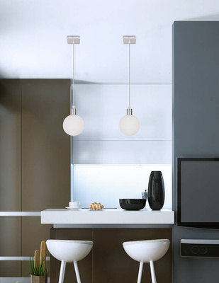 Lampă suspendată abajur bilă albă 12cm Oden 31-03232