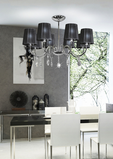 Suspensie crom / negru cu cristale 8x40W Sorento Candellux 38-38067
