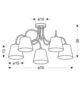 Plafonnier chromé 5x40W avec abat-jour en tissu Luk Candellux 35-70753