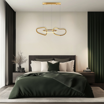 Lampa wisząca ANNELI elegancka – złota nieregularna forma 80 cm – designerska lampa salonu i jadalni LED 3000K