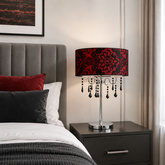 Lampa stołowa czerwona czarna welur Astor 43-80540