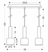 ALBERTO lampa wisząca mosiężny 3x40W E27 klosz bursztynowy