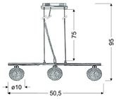 Lampă suspendată bilă din sticlă cromată împletită 3x40W Wind Candellux 33-14085  