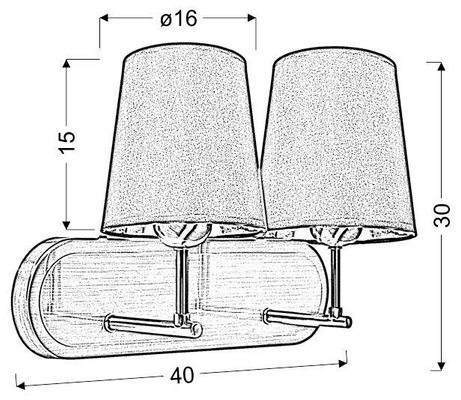 Double satin wall lamp + black lampshade 2x60W Milonga Candellux 22-53503