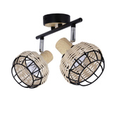 Plafoniera Tajga neagra + banda lemn 2x40w e14 negru + abajur lemn