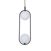 Lampa wisząca CORDEL elegancka - czarna z białymi kloszami kulkami - nowoczesne oświetlenie salonu 2x G9 LED